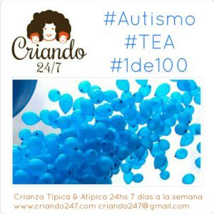 autismo 1de100 tea foto de globos azules volando. logo de criando 24/7