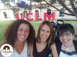 Claudia Tecglen, Rocío Palomo y yo en la Universidad de Castilla la Mancha en Toledo.