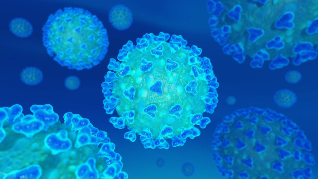 imagen del coronavirus en tonos azules
