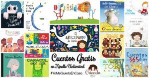 portadas de cuentos con el texto cuentos gratis en kindle unlimited #yomequedoencasa y logo criando 24/7
