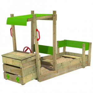 arenero infantil de madera con forma de camión