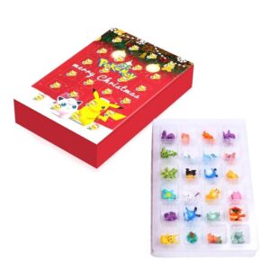 caja roja de carton de calendario de adviento de pokemon con 24 figuras de plastico surtidas