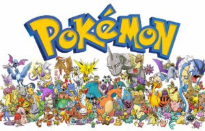 ilustración que dice Pokémon y debajo todos los personajes