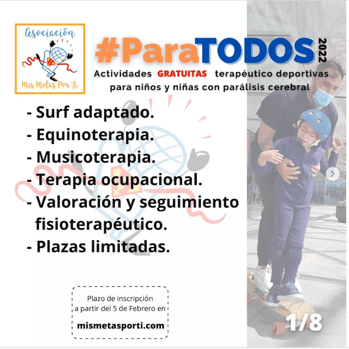 Proyecto #ParaTODOS 2022: actividades terapéutico deportivas GRATIS para peques con PCI