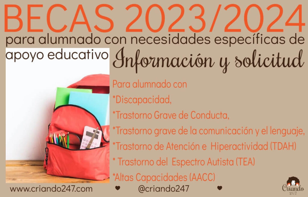 Becas curso 2023/2024 para alumnado con discapacidad o diagnosticado de Autismo, TDAH, AACC y el nuevo subsidio de 400 euros